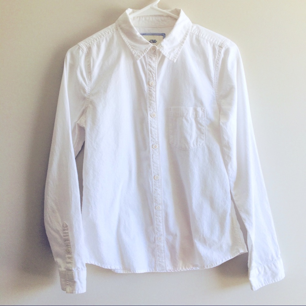 NWOT White Denim Button Down Shirt S